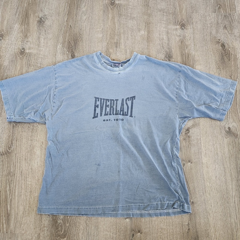 Vintage Everlast Boxing Boxy Workout Shirt Men's XL Blue Made In USA Distressed